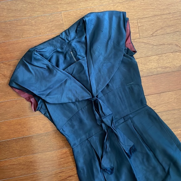 1950’s Vintage Peck & Peck blue sharkskin wiggle cocktail dress Small 26w VLV - Picture 6 of 15